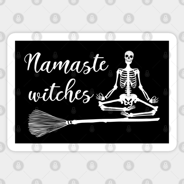 Namaste Witches Yoga Skeletons Funny Halloween Sticker by MalibuSun